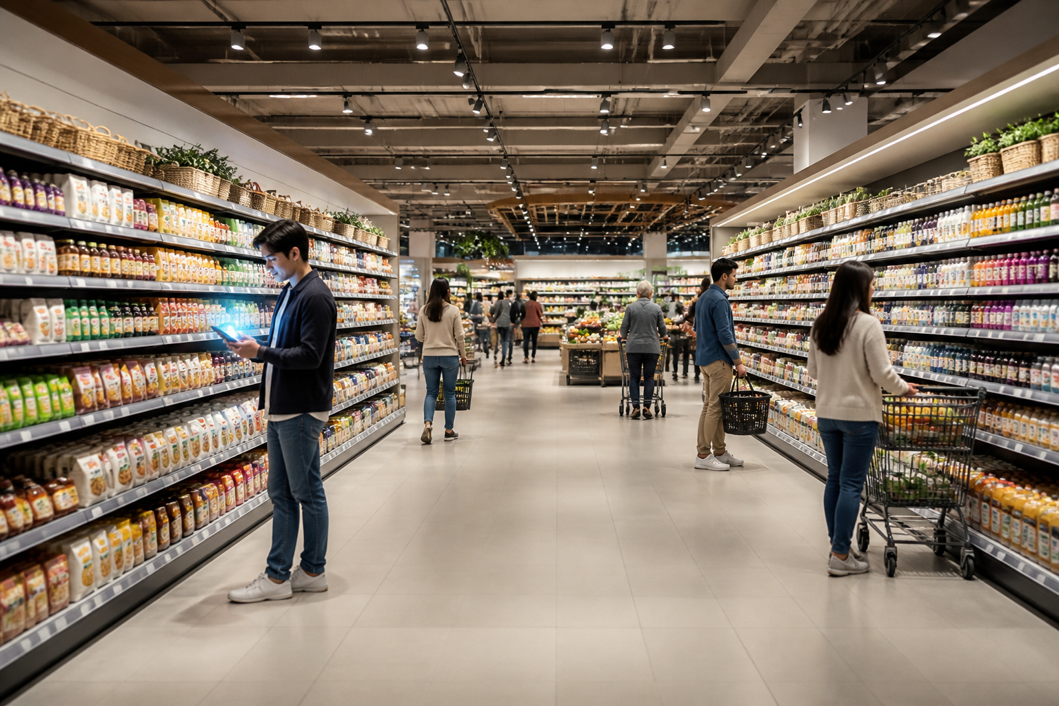 Supermarche moderne et connecte