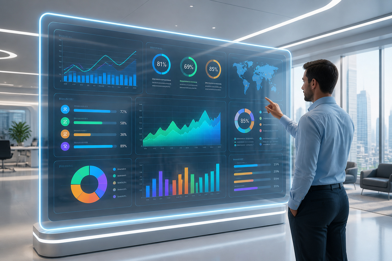 Tableau de bord futuriste interactif